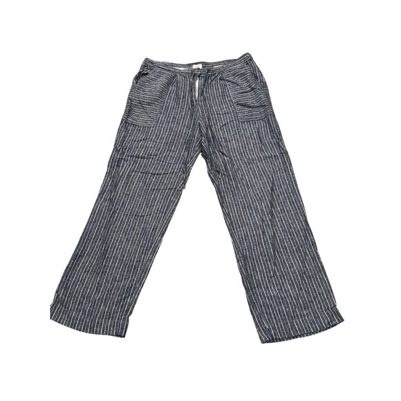 Striped Linen Blend Wide-Leg Pants By Laundry By Shelli Segal Size 12 - Picture 1 of 10